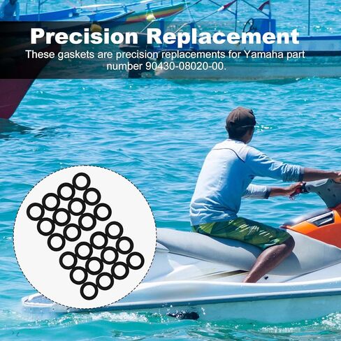 24 قطعة من أختام تصريف الزيت لعلبة التروس السفلية من أجل Yamaha 90430-08020-00 و90430-08003-00، حشوات غسالة لولبية لسدادة تصريف الوحدة السفلية لقطع غيار محركات Yamaha الخارجية (أحمر) in Kuwait