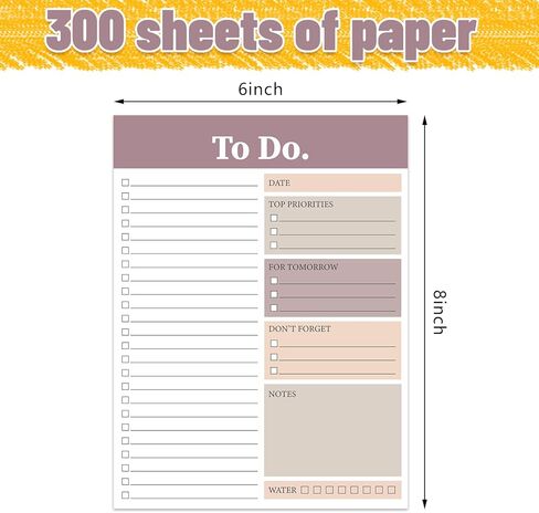 300 ورقة للقيام بقائمة المفكرة والأشياء التي يجب القيام بها، لوحة كتابة المذكرة، بطاقة المكتبة، الجدول اليومي، لوحة الملاحظات، تذكير مخطط تخطيط المكتب، قائمة الواجبات المنزلية للمهام اليومية، 6 × 8 بوصات (للفعل) in Kuwait
