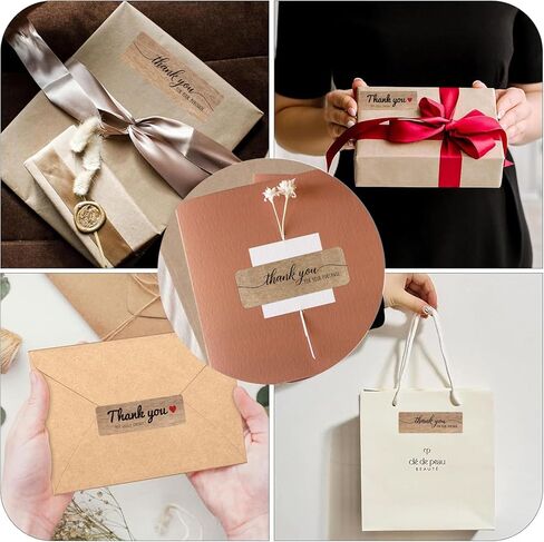 600Pcs Brown Kraft Paper 3 inch Thank You for Your Order Stickers, Rectangular Sealed Thank You Label，Suitable for All Types of Businesses, Shop Owners, Craftspeople.120 Count/Roll. in Saudi Arabia