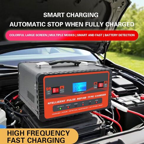 6-Amp Battery Charger, Smart Trickle Charger 12V/24V Car Battery Charger for Lead-Acid,LiFePO4 & Lithium Batteries, Automatic Maintainer Desulfator w/Temp Compensation for Car Truck Lawn Mower Boat in Saudi Arabia