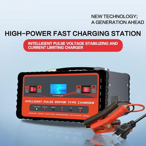 6-Amp Battery Charger, Smart Trickle Charger 12V/24V Car Battery Charger for Lead-Acid,LiFePO4 & Lithium Batteries, Automatic Maintainer Desulfator w/Temp Compensation for Car Truck Lawn Mower Boat in Saudi Arabia