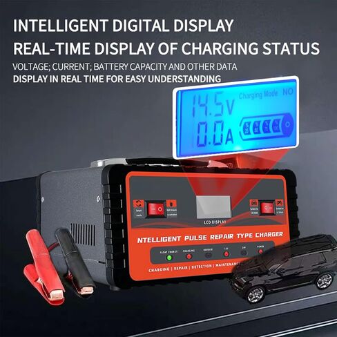 6-Amp Battery Charger, Smart Trickle Charger 12V/24V Car Battery Charger for Lead-Acid,LiFePO4 & Lithium Batteries, Automatic Maintainer Desulfator w/Temp Compensation for Car Truck Lawn Mower Boat in Saudi Arabia
