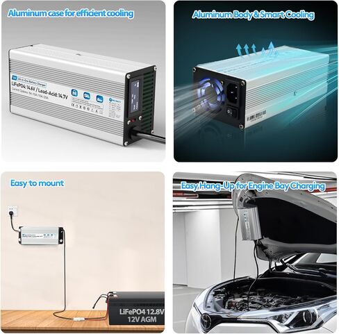 12V LiFePO4 & AGM All in One Charger LCD Display, 5A-20A Adjustable Current 14.6V 20A LiFePO4 Lithium & 12V AGM Lead-Acid, Anderson Connector Maintainer Trickle Charger Car, RV, Marine, Boat in Saudi Arabia