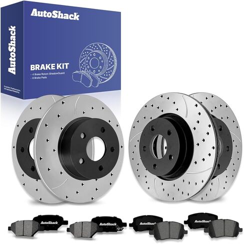 AutoShack Front & Rear Brake Rotors Ceramic Brake Pads Replacement For 2004-2012 Chevrolet Malibu 2008 Cobalt 2006-2010 Pontiac G6 2007-2009 G5 2007-2009 Saturn Aura 2.4L FWD 12-PC Brake Kit in Saudi Arabia