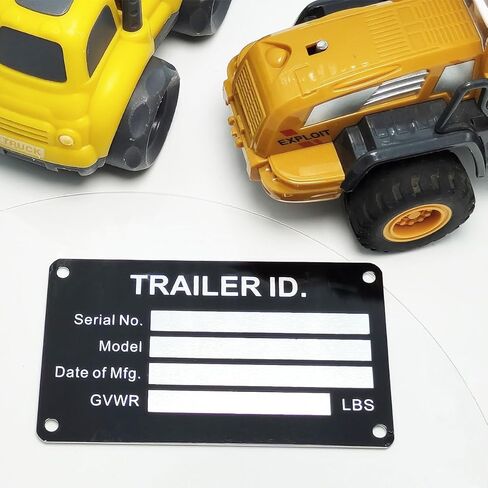 Trailer VIN ID Plate Data TAG Blank Model Identification VIN Serial Number, Model, Date of MFG and GVWR, Tailgating id Plate for Cargo Carriers Trucks Boats (1 PC., Trailer ID., 3.74x2.16) in Saudi Arabia