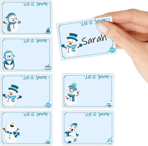 Whaline 120Pcs Christmas Name Tag Stickers Blue Winter Snowman Self Adhesive Decals Blank Name Labels for Home Classroom Office in Saudi Arabia