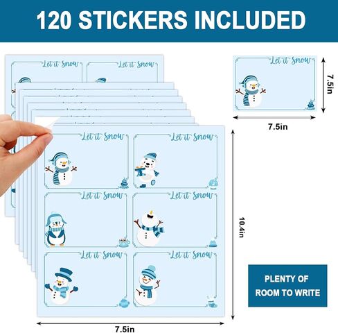 Whaline 120Pcs Christmas Name Tag Stickers Blue Winter Snowman Self Adhesive Decals Blank Name Labels for Home Classroom Office in Saudi Arabia