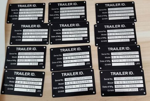 Trailer VIN ID Plate Data TAG Blank Model Identification VIN Serial Number, Model, Date of MFG and GVWR, Tailgating id Plate for Cargo Carriers Trucks Boats (1 PC., Trailer ID., 3.74x2.16) in Saudi Arabia