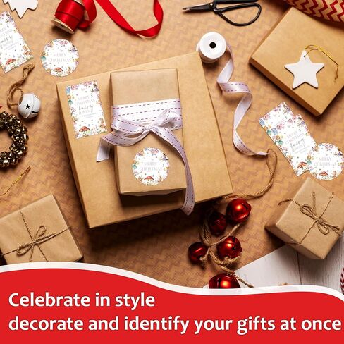 Christmas Stickers, Nutcracker Ballet Gift Tags, 20 Round & 20 Rectangle Writable Self-Adhesive Holiday Labels, Perfect for Party Favor Supplies, Present Wrapping, DIY Handcraft-A08 in Saudi Arabia