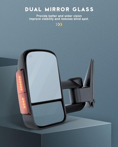 OCPTY Pair Set Power Adjusted Heated View Towing Mirrors for 1999 2000 2001 2002 for Chevy for GMC Silverado Sierra for Chevy for GMC Suburban Tahoe Yukon XL Yukon Black Tow Mirror in Kuwait