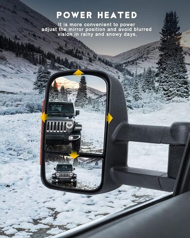 OCPTY Pair Set Power Adjusted Heated View Towing Mirrors for 1999 2000 2001 2002 for Chevy for GMC Silverado Sierra for Chevy for GMC Suburban Tahoe Yukon XL Yukon Black Tow Mirror in Kuwait