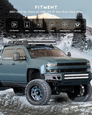 OCPTY Pair Set Power Adjusted Heated View Towing Mirrors for 1999 2000 2001 2002 for Chevy for GMC Silverado Sierra for Chevy for GMC Suburban Tahoe Yukon XL Yukon Black Tow Mirror in Kuwait