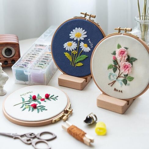1 Set Embroidery Kit for Beginners – DIY Needlework Craft Gift with Pre-Stamped Patterns, Hoop, Needles, Threads & Instructions, Taxus in Saudi Arabia