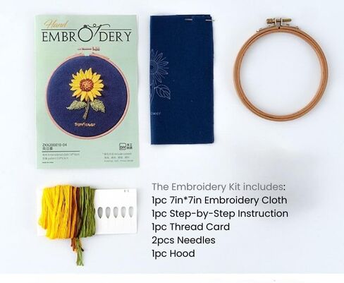 1 Set Embroidery Kit for Beginners – DIY Needlework Craft Gift with Pre-Stamped Patterns, Hoop, Needles, Threads & Instructions, Taxus in Saudi Arabia