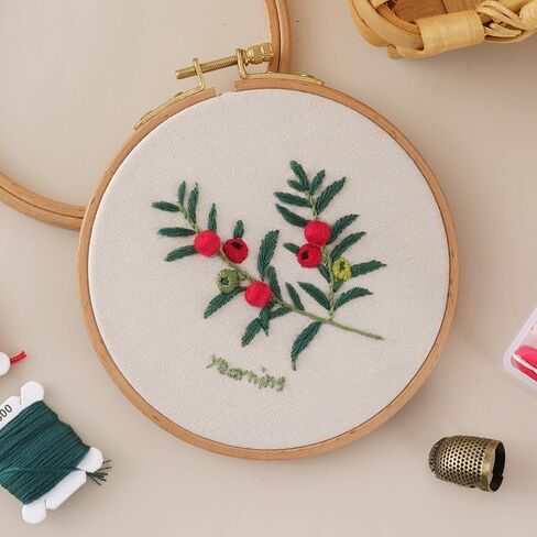 1 Set Embroidery Kit for Beginners – DIY Needlework Craft Gift with Pre-Stamped Patterns, Hoop, Needles, Threads & Instructions, Taxus in Saudi Arabia