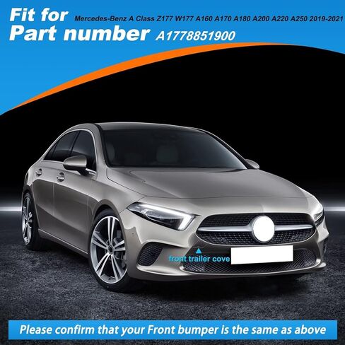 غطاء خطاف سحب المصد الأمامي مناسب لسيارة Mercedes-Benz A Class Z177 W177 A160 A170 A180 A200 A220 A250 2019 2020 2021 A1778851900 (أبيض) in Kuwait