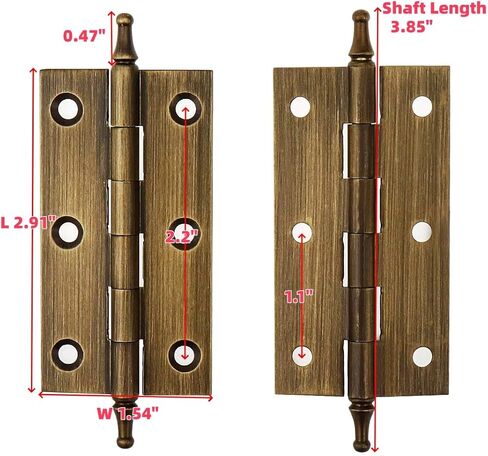 LC LICTOP 3 Inch Black Pure Brass Hinges Crown Head Butt Hinges for Furniture Cabinet Drawer Door 2pcs in Kuwait