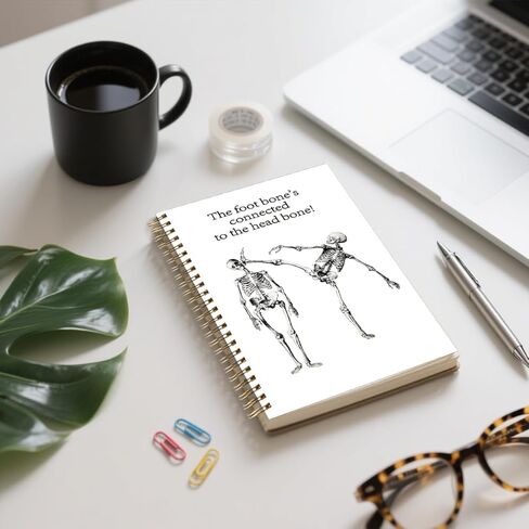 ZXAZXA 8.3x5.5 inch Spiral Notebooks 160 Pages Funny Anatomy Medical Student Assistant Gift Taekwondo Gift for Gothic Skeleton Lover in Saudi Arabia