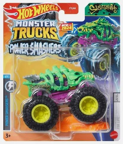 Hot Wheels Monster Trucks New for 2024 1:64 Scale (Power Smashers Skelesaurus 1/7) in Saudi Arabia