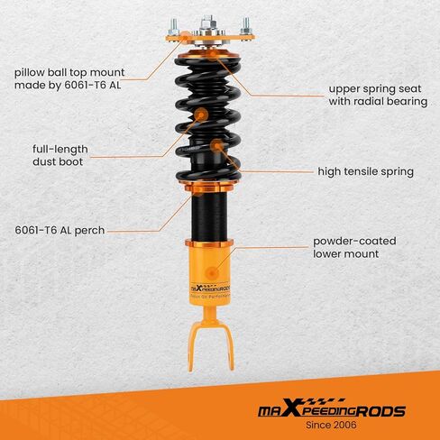 maxpeedingrods Coilovers for Mazda RX-8 2004-2011، دعامات طقم تعليق Coilovers قابل للتعديل للارتفاع، ممتص الصدمات المسبق، مجموعة خفض، ذهبي in Saudi Arabia