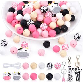 155 Pcs Silicone Beads for Keychain Accessories Jewelry Bracelet Necklace HomeDecor Crafts Handmade Gift Making Kit,15mm Each Colorful Fun Bead Bulk with Key Chain/Flower/Macrame/Rope (Sunflower)