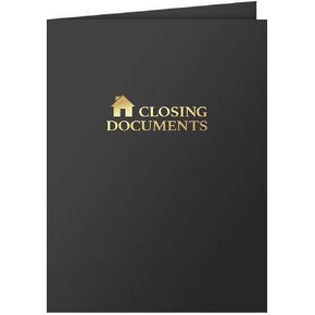 The Gallery Collection, 25 Count, Black, Closing Documents Pocket Folders, Gold Foil Stamped, for Legal Professionals (9 x 12)