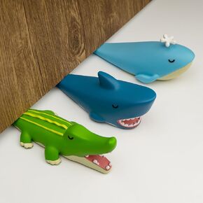 Dormercy 3Pcs Cute Door Stopper, Cartoon Shark Crocodile Whale Animal Door Stop, Decorative Door Wedge for Home and Office Floor(Patent Registering)