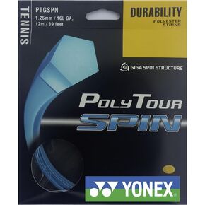 YONEX Poly Tour Spin 125 Tennis String Set, Cobalt Blue