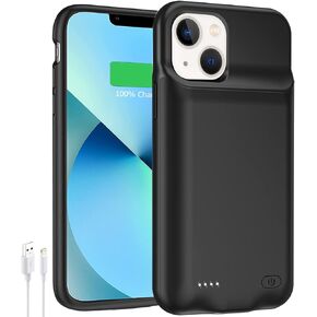 Battery Case for iPhone 12 Mini/ 13 Mini, Newest 6500mAh Rechargeable Portable Protective Extended Charger Case Compatible with iPhone 12 Mini/ 13 Mini (5.4 inch) Charging Case Support Carplay (Black)