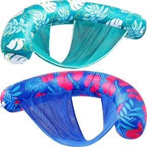 Sloosh Pool Floats Adult, 2 Pack Inflatable Noodle Chair with Sling Soft Fabric, Floating Pool Float Lounge for Summer Water Fun