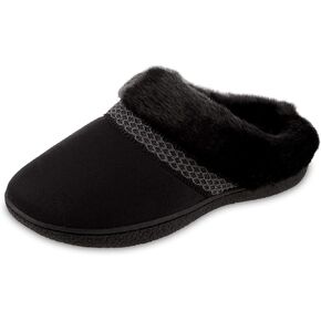 isotoner Women's Microsuede Mallory Hoodback Slipper, with Memory Foam and Indoor/Outdoor Sole