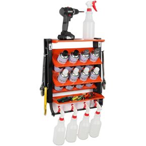 Wallmaster Spray Can Holder, Lube Can Wall Mount Storage Rack Heavy Duty Paint Bottle Organizer for Garage & Home | 8 Can Holes & 2 Shelf
