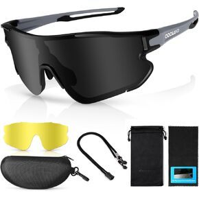Odoland Polarized Cycling Glasses Sports Sunglasses,Interchangeable Lense,UV400 Baseball MTB Sports Glasses for Men Women