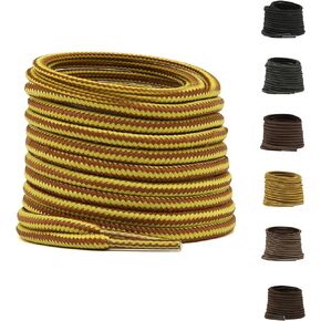 Rihoyoss Heavy Duty Round Boot Laces [1 Pair] - Shoestrings for Work Boots, Hiking Shoes - Gold/Tan, 36 inches