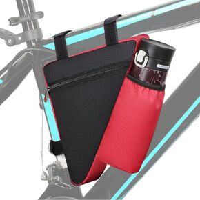 YERGOFE Bike Triangle Bike Bag - Red - Bicycle Accessories for Adult Bikes，Water Bottle Pocket， Waterproof