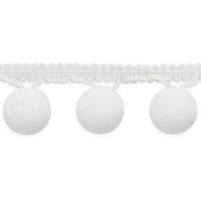 Trims by the Yard 1 1/2 " Bonita Pom Pom Fringe Trim | White | (10 yard cut)