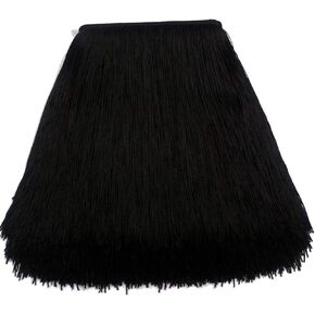 KOLIGHT 10yards Width 12inch Polyester Lace Tassel Fringe Trim Decoration for Latin Dress Stage Clothes Lamp Shade (Black)
