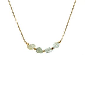 Gempires Natural Raw Emerald Bar Necklace, 14k Gold Plated Dainty Handmade Necklace With 20-22 inch Adjustable Chain (Emerald)
