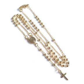 Holy Rosary Beads Catholic Cross Necklace 18k Gold Plated Rosario Virgen de Guadalupe