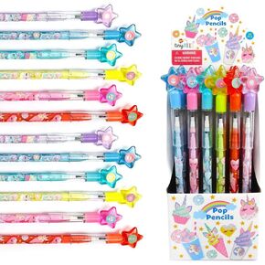 TINYMILLS 24 Pcs Unicorn Donuts Cupcakes Stackable Pencil with Eraser for Unicorn Girl Birthday Party Favor Prize Carnival Goodie Bag Stuffers Classroom Rewards