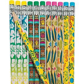 Fun Express Luau Tropical Pencils - Bulk 24 Pack - Schhol Supplies and Party Favors