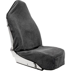 Terry Cloth Sweat Towel Seat Cover; Carseat Towel Protector; Great for Gym Workout; Waterproof; Universal Fit for Car SUV Van Truck; EZ fit; Non Slip Grip; Machine Washable; 2pc Black