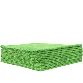 Detailer's Preference All-Purpose Terry Weave Microfiber Dual Pile Towels 12"x24" Green 12-Pack