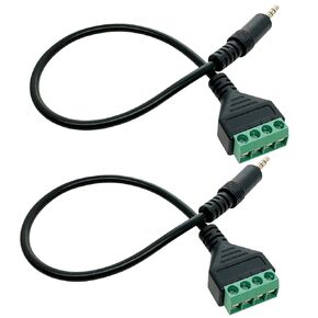 Jienk 2PCS 3.5mm 1/8" Stereo Audio Male to AV Headphone 4Pin Balun Terminal Solderless Extension Adapter Cable 30cm with Screwdriver