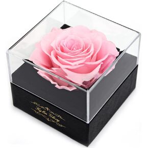 Kylin Glory Fresh Cut Flower Preserved Rose for Women Mom Wife Girlfriend - Flower Gift Real Rose Decor for Mother's Day Valentine's Day Wedding Party Celebration Birthday Anniversary (Black)