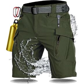 WOSONG Men's Cool Dry Casual Hiking Fishing Shorts,Water-Resistant,with Carabiners,9"/10",Lightweight Cargo Travel Shorts