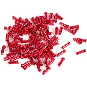 100PCS 100PCS Aluminum Alloy MTB Bike Brake Cable Tips Crimps Derailleur Shifting End hat Core Inner Wire Ferrules(Red)