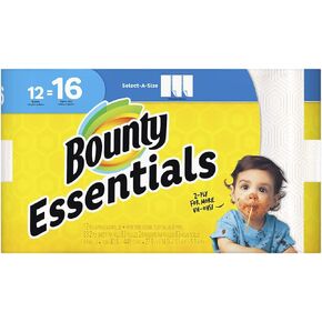 Bounty Essentials Select-A-Size Paper Towels, White, 2 Double Rolls : 4 Regular Rolls (Pack of 2)