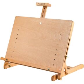 MEEDEN Large Drawing Board Easel, Solid Beech Wooden Tabletop H-Frame Adjustable Easel Artist Drawing & Sketching Board for Artists, Teens & Painters, Holds Canvas up to 23" high