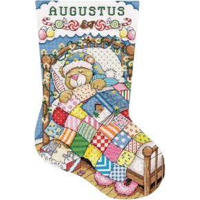 Design Works Crafts Inc. Sleepy Bear Counted Cross Stitch Stocking Kit, White
